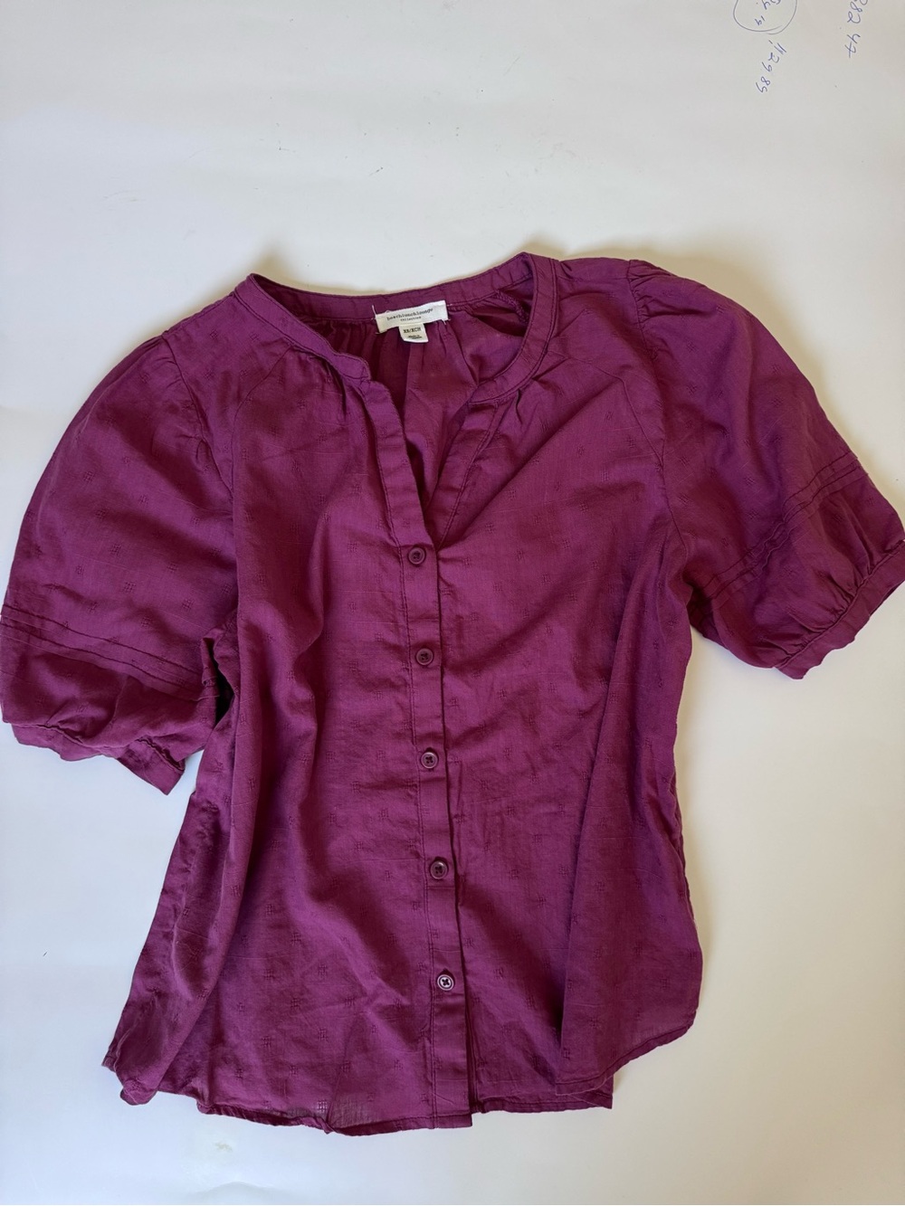 beachlunchlounge Plum Button-Front Short Sleeve Blouse
